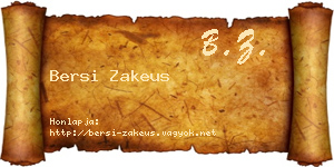 Bersi Zakeus névjegykártya